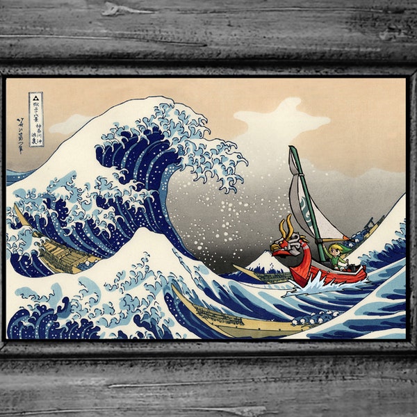 Zelda Windwaker Art Print: Wave off Kanagawa Parody