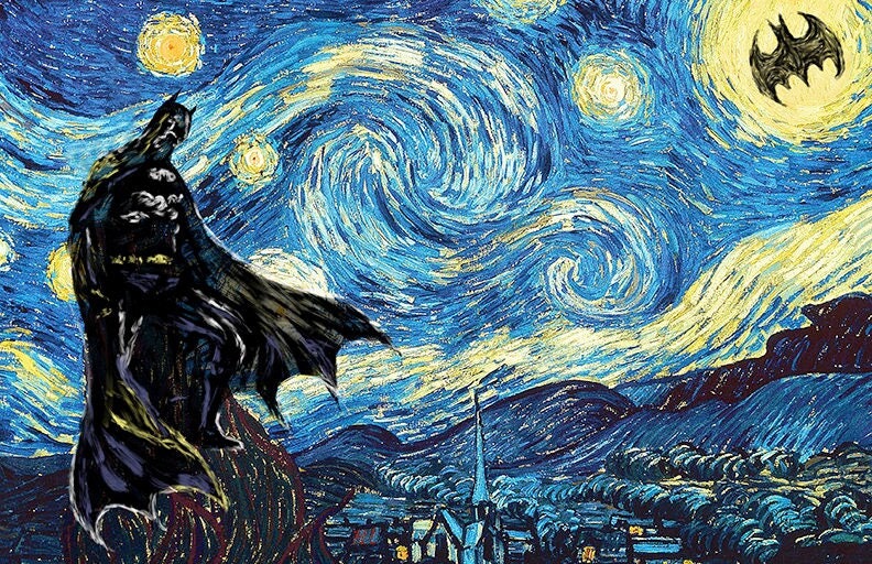 バットマン 星月夜 ヴィンセント ヴァン ゴッホ アートプリント バットマン 星月夜 ヴィンセント ヴァン ゴッホ アートプリント
