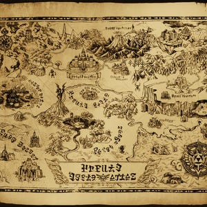 Zelda Hyrule kaart kunstdruk poster