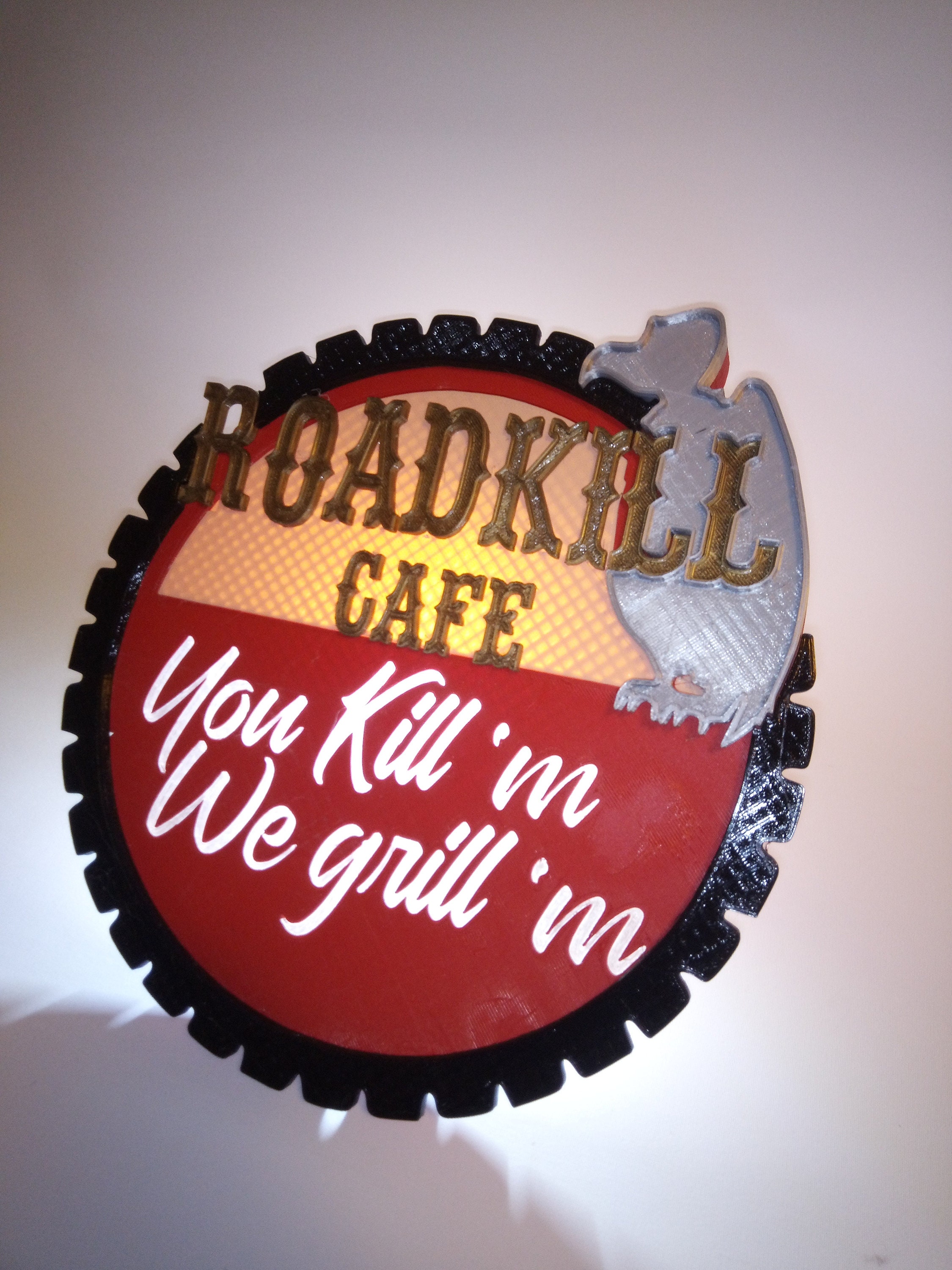 Roadkill Sign Roadkill Cafe Sign, Mancave Decoration, Illuminated Sign, You Kill 'm ...