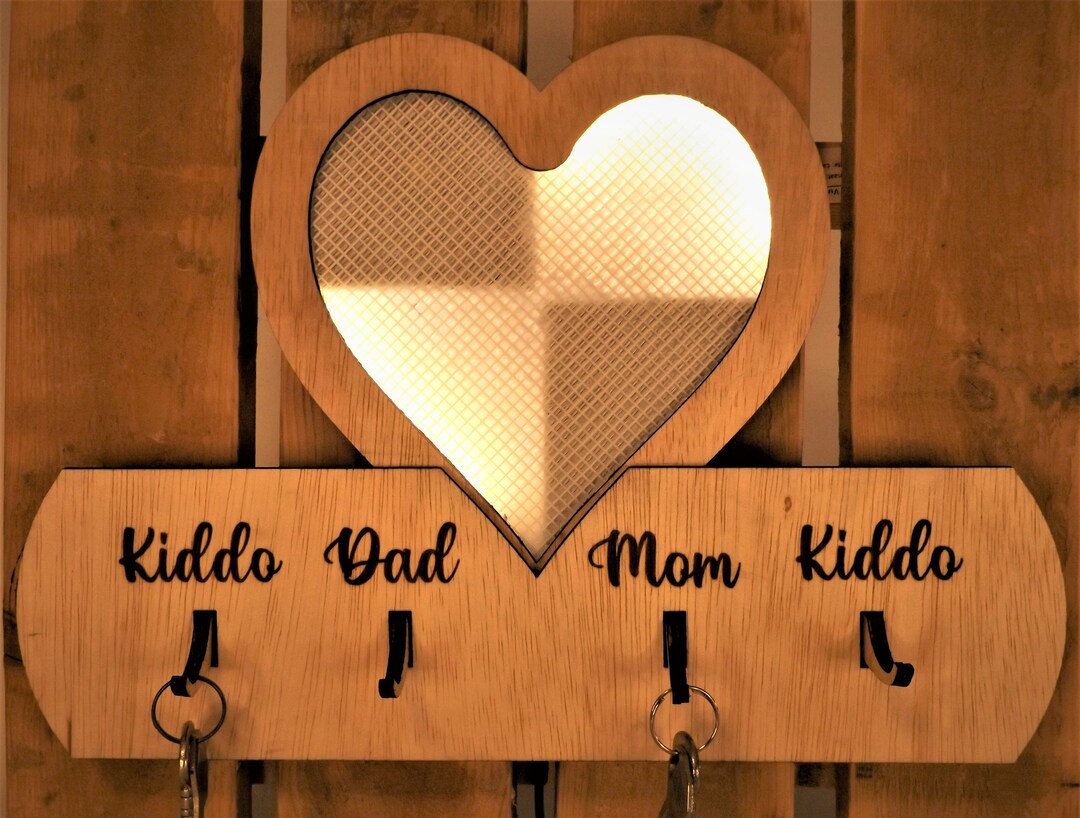 Personalised Key Rack With Lighting, Illuminated Heart. Great Gadget ...