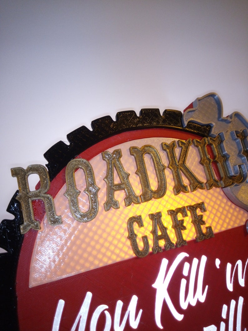 Roadkill Sign Roadkill Cafe Sign, Mancave Decoration, Illuminated Sign, You Kill 'm ...