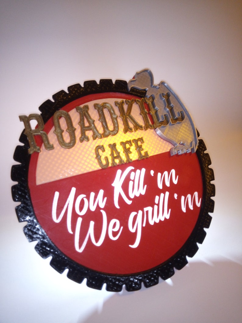 Roadkill Sign Roadkill Cafe Sign, Mancave Decoration, Illuminated Sign, You Kill 'm ...