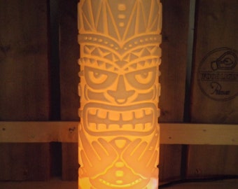 Tropical tiki theme lamp, Terrible Tiki set. Led lamp with candle effect and a twist ;-)
