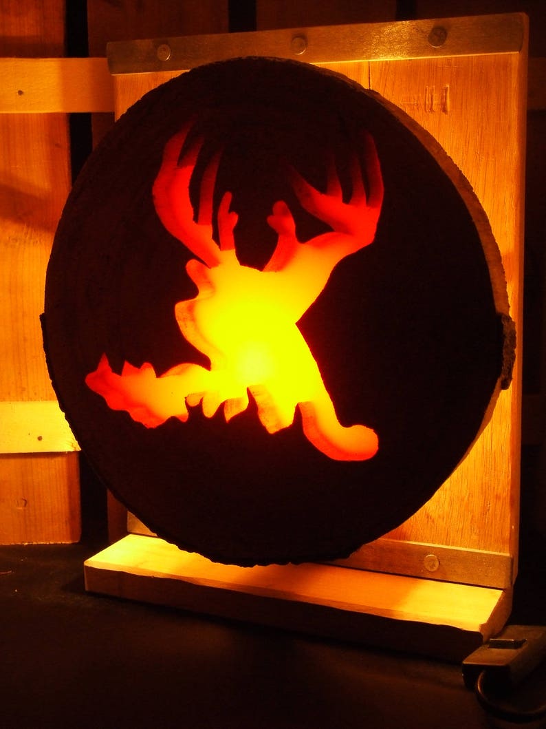 Deer Hunting Theme Lamp From Recycled Oak Birch and Raw - Etsy
