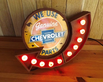 Wall decor Chevrolet  Illuminated Sign. Vintage advertising board.