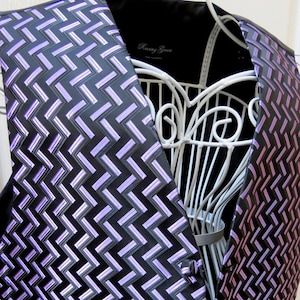 Zig Zag Waistcoat, Mens Waistcoat, Formal Attire, Black Tie, Mens Vest, Vintage Waistcoat, Satin Waistcoat, Mens Eveningwear, Chest 42&quot;