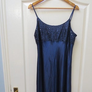 90s Slip Dress, Vintage Dress, Charlotte Halton, Strappy Dress, Navy Blue Dress, Satin Dress, Bias Cut Dress, Cocktails, Party Dress, UK 14