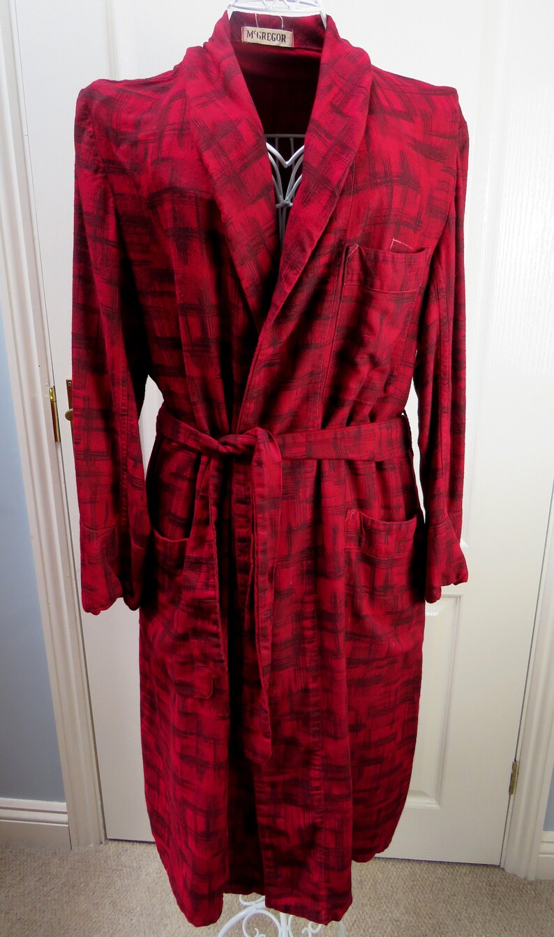 Dressing Gown Vintage Smoking Jacket Red Smoking Jacket Red Robe Nightwear 1960s Smoking Jacket Dandy Fashion McGregor Smoking Jacket