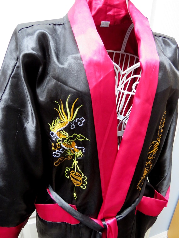 Pure Silk Kimono, Reversible Smoking Jacket, Orien