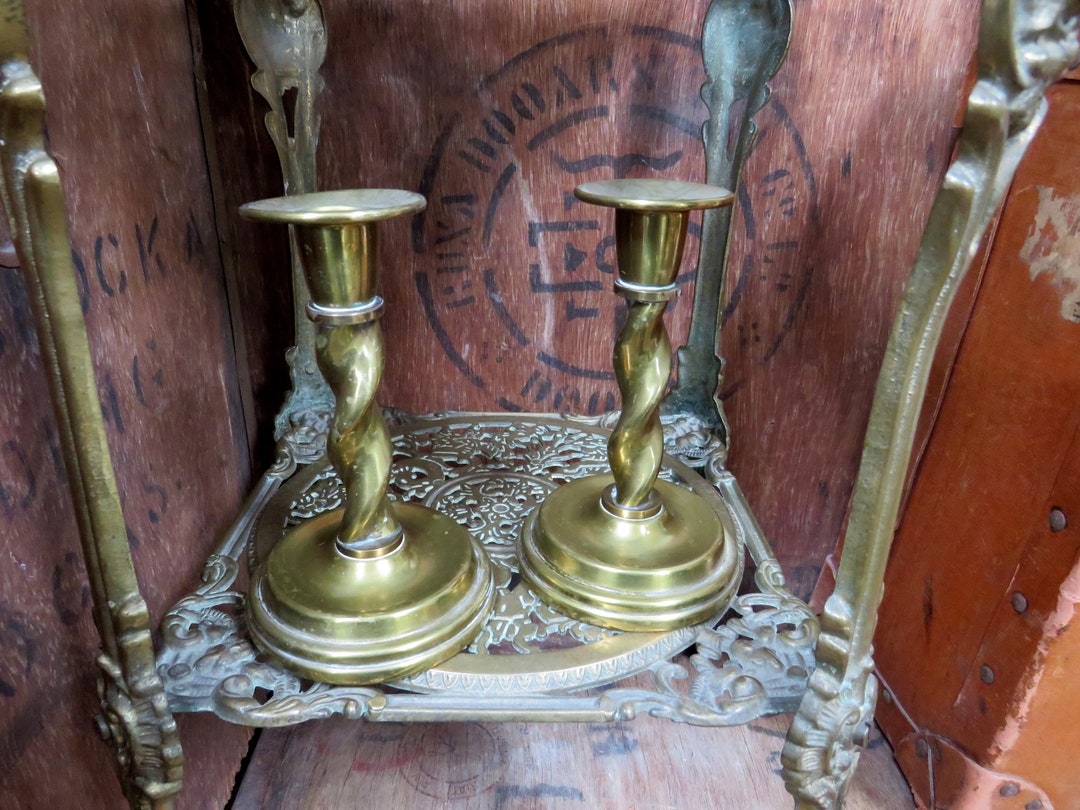 Spiral Candlesticks, Brass Candlesticks, Vintage Brass Candlesticks
