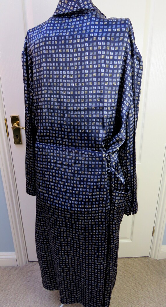 Blue Geometric Robe, Navy Smoking Jacket, Dressin… - image 6