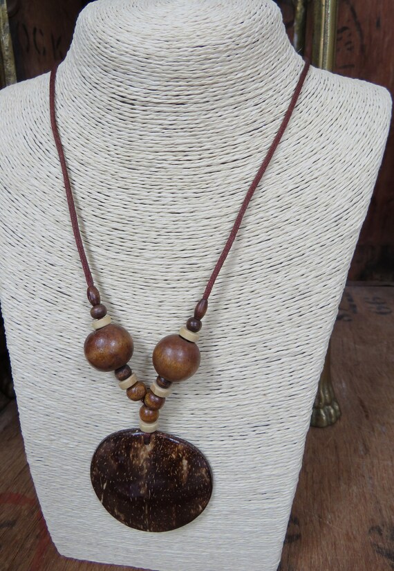 Coconut Shell Necklace Pendant Necklace Coconut Bead Etsy