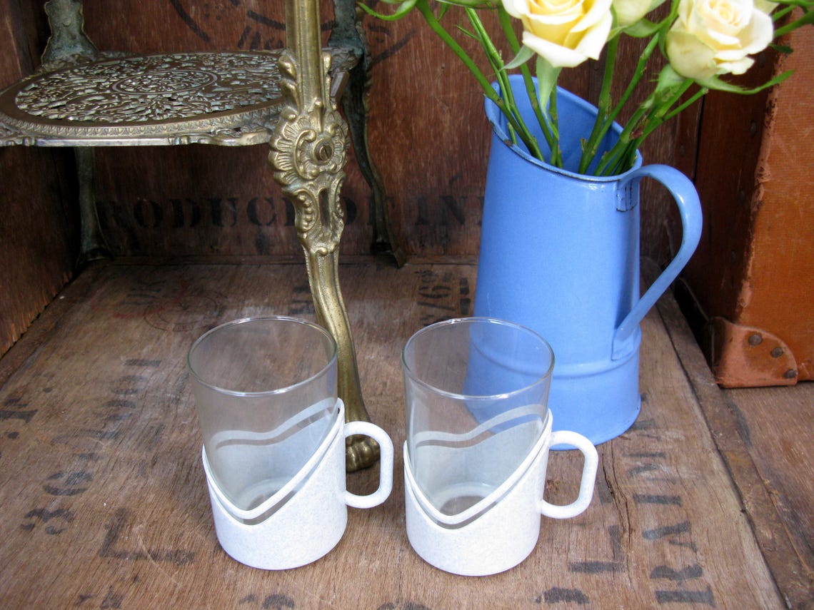 Vintage Cups Vintage Mugs Vintage Glass Mugs 1970s Mugs Etsy