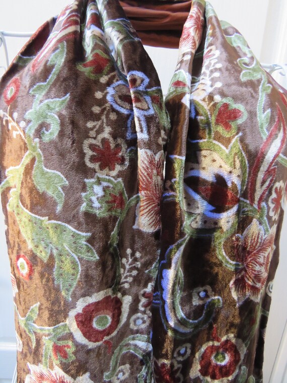 Brown Velvet Scarf, Satin Scarf, Luxury Scarf, Ev… - image 3