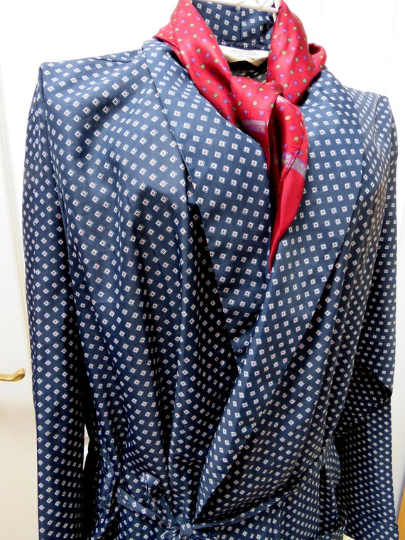 Geometric Robe, Navy Smoking Jacket, Dressing Gown
