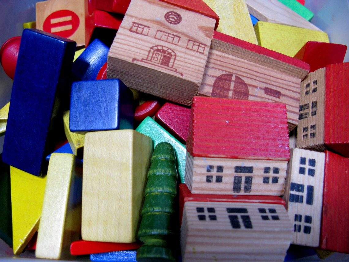 Wooden Bricks Building Blocks Vintage Toy Vintage Toy Etsy UK