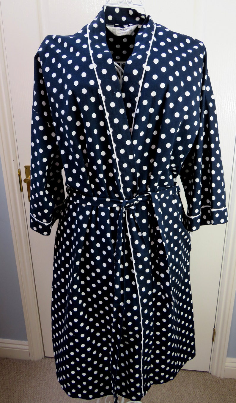 Ladies Robe Ladies Nightwear Vintage Nightwear Dressing Gown Polka Dot Robe Cotton Robe Made In UK Vintage Dressing Gown Spotty Robe