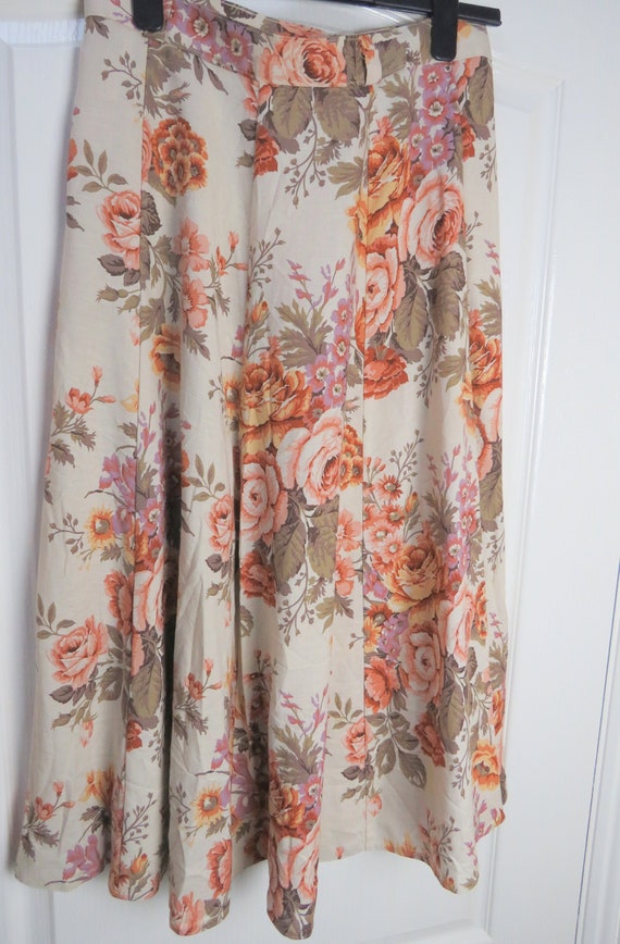 Floral Skirt, 1980s Skirt, UK 16, Vintage Skirt, … - image 1