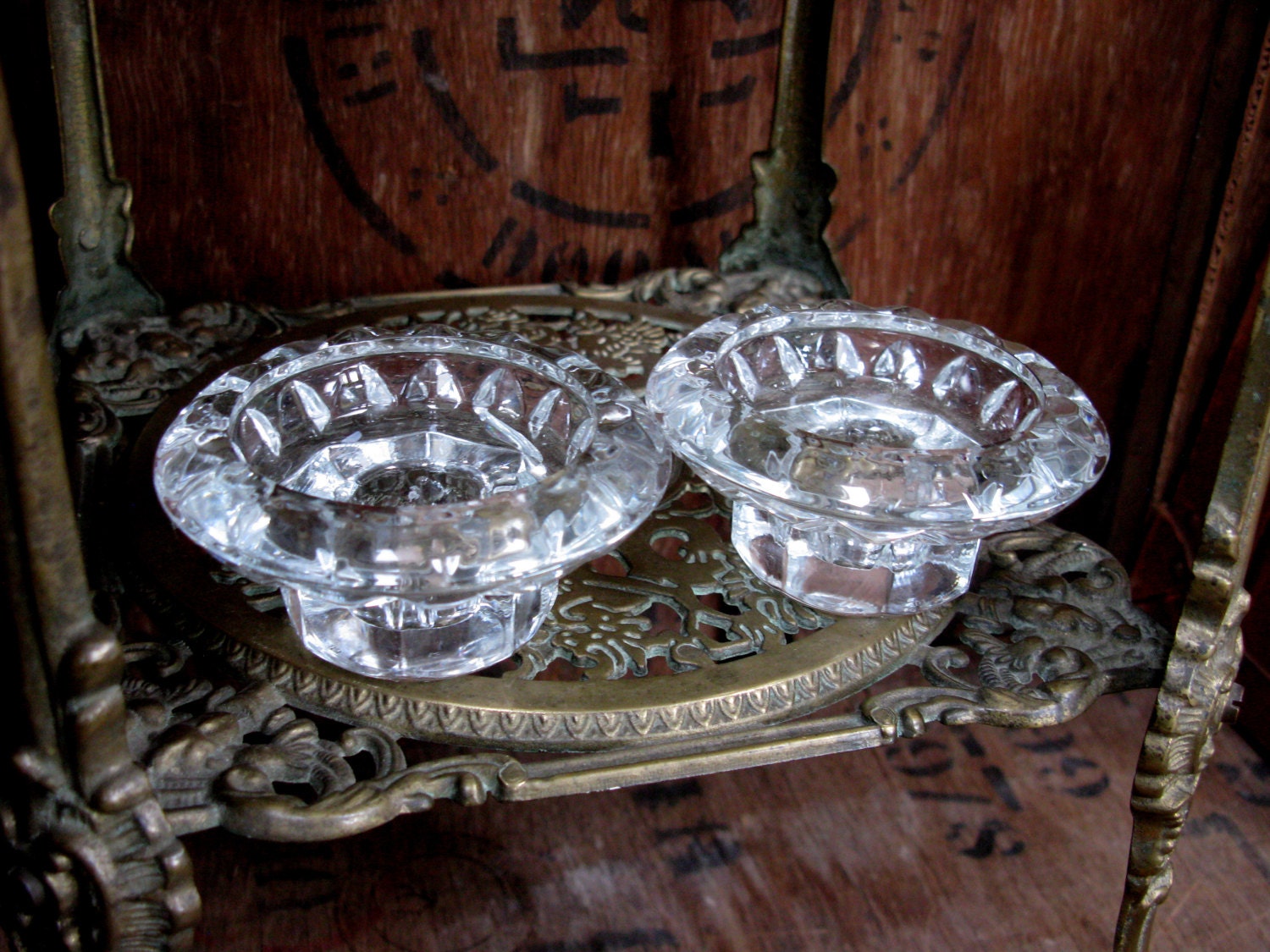 Glass Candlesticks French Candlesticks Vintage Candlesticks Etsy