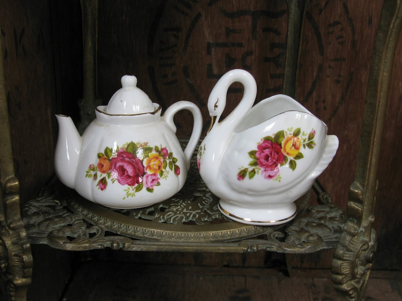 Cottage Rose China Fine Bone China Miniature Teapot China Etsy