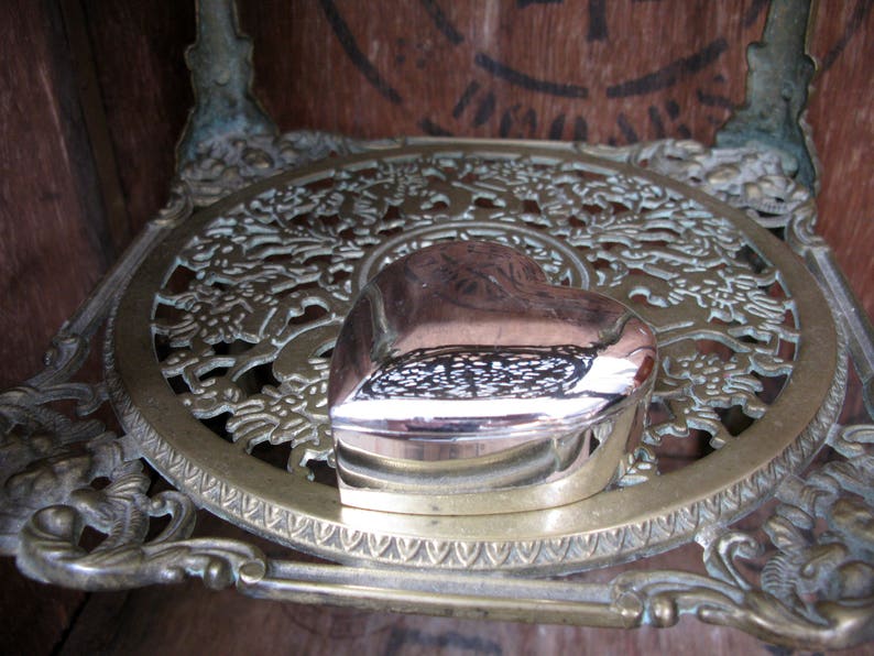 Vintage Jewelry Box Heart Trinket Box Vintage Trinket Box Silver Trinket Box Velvet Heart Box Silver Heart Box Silver Jewelry Box