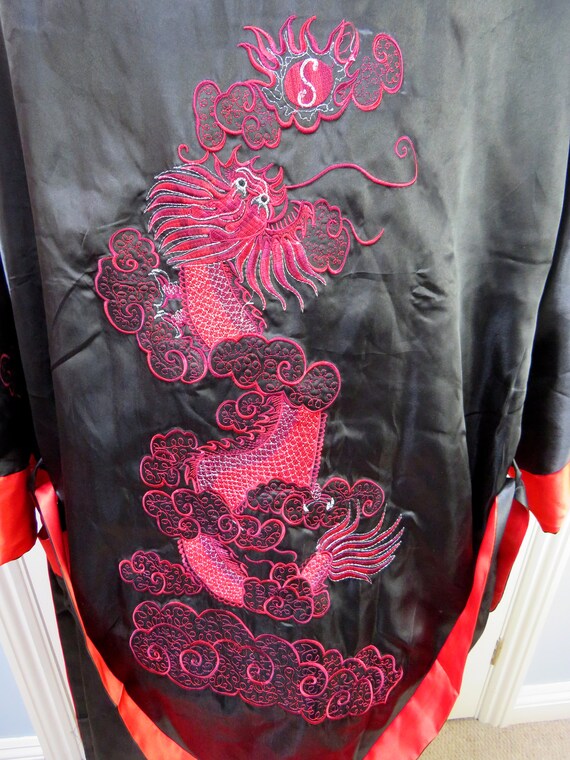Reversible Smoking Jacket, Oriental Robe, Satin R… - image 3