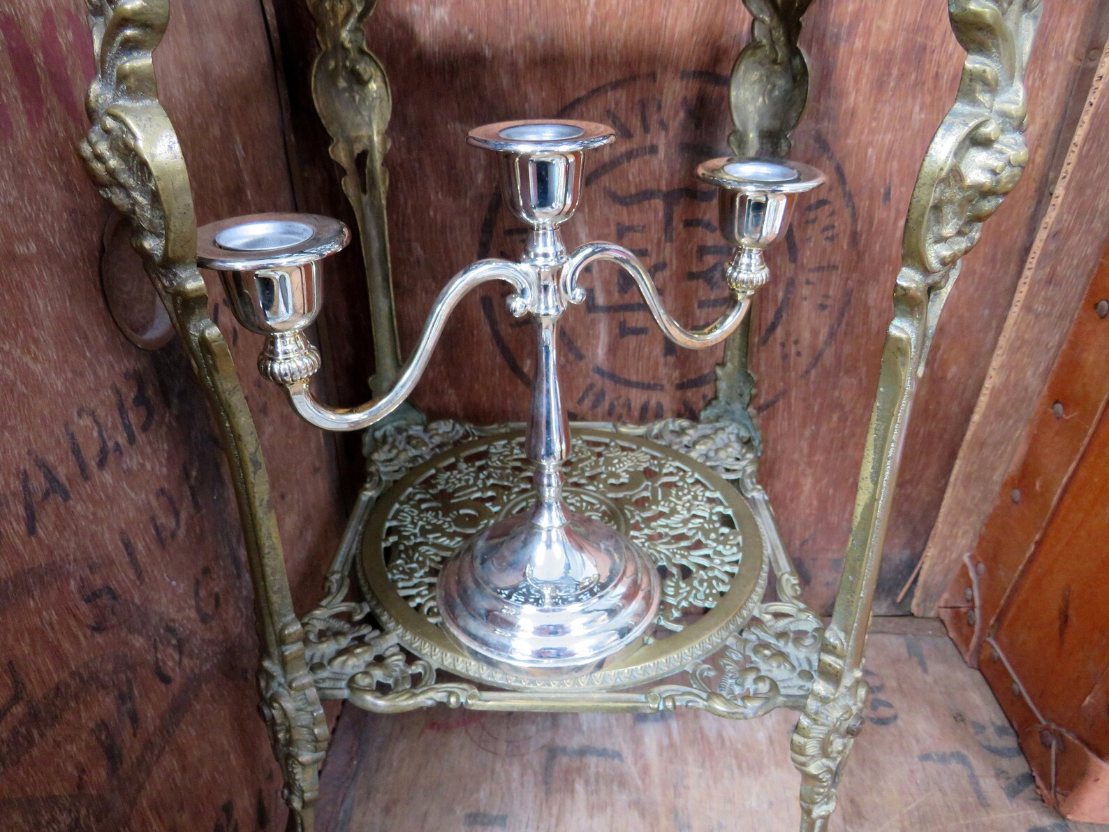 Triple Candelabra Silver Candlestick Vintage Candelabra Etsy