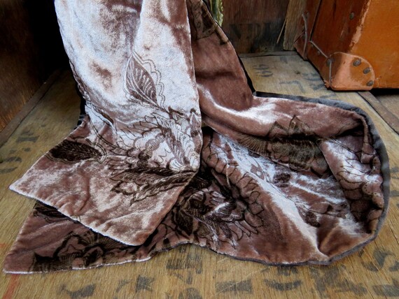 Brown Velvet Scarf, Satin Scarf, Luxury Scarf, Eve