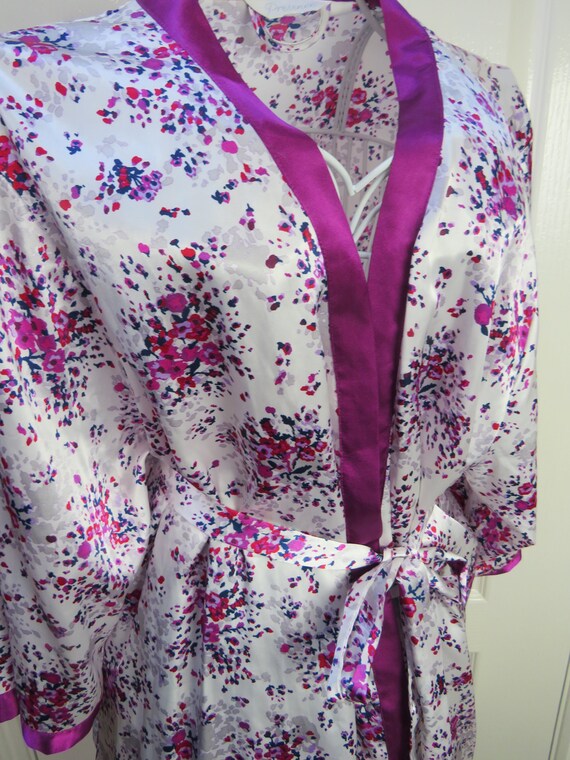 Satin Robe, Pink Floral Robe, Chemise Robe, Dress… - image 1