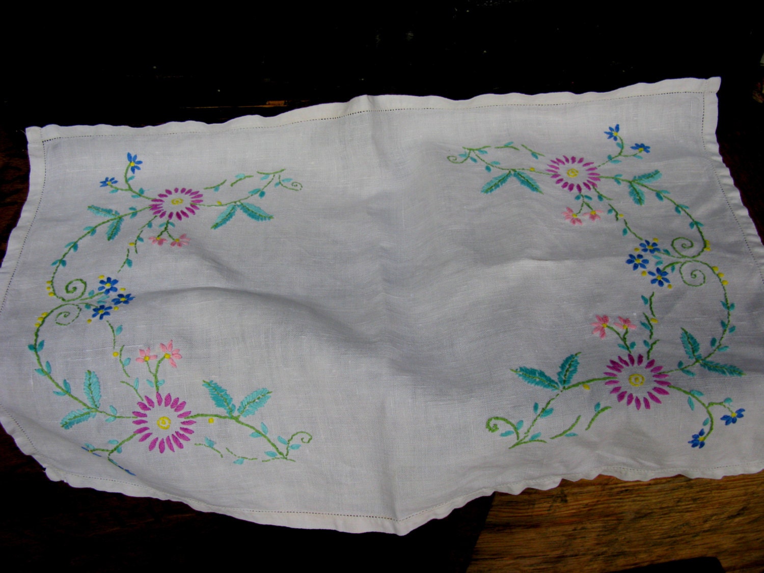 Cream Table Mat Embroidered Mat Dressing Table Mat Doily Etsy