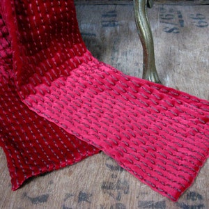 Red Velvet Scarf, Textured Scarf, Vintage Velvet Scarf, Hand Made Scarf, Isabel Dodd, Designer Scarf, Gift, Made In England, Luxury Scarf