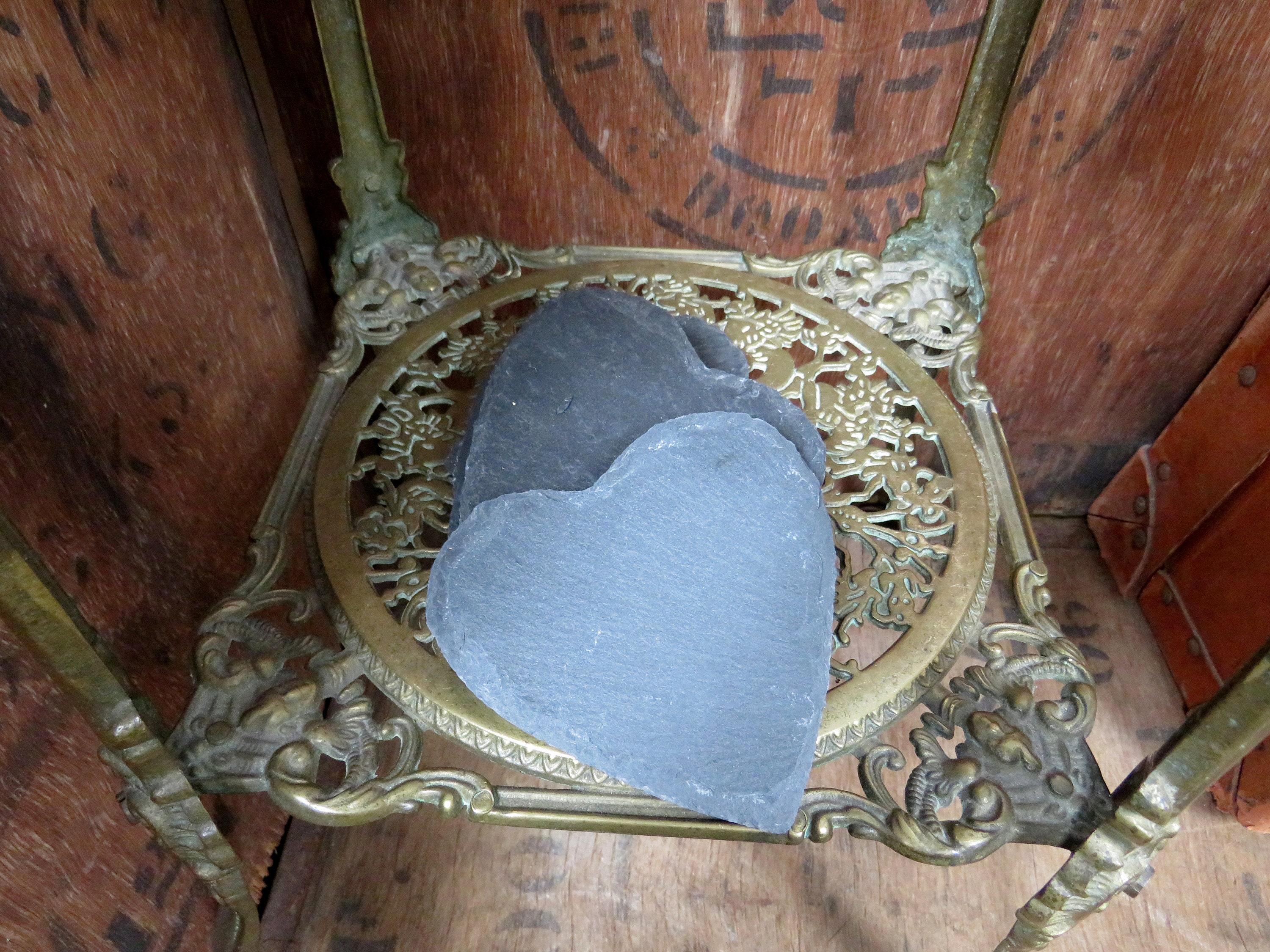 Slate Coasters Heart Coasters Grey Slate Coaster Set Four Etsy
