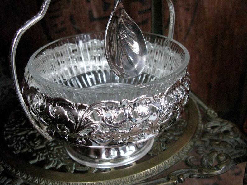 Made In England Silver Serving Bowl Afternoon Tea Glass Serving Bowl Preserve Dish Downton Abbey Mayell Silverware Vintage Silverware