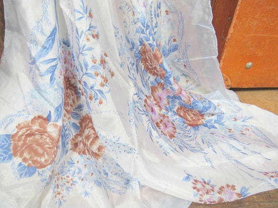 Double Peach Silk Scarf, Vintage Silk Scarf, Chin… - image 1