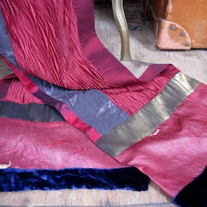 Red Satin Scarf, Dark Red Scarf, Burgundy Scarf, Vintage Velvet Scarf, Evening Scarf, Elegant Scarf, Satin Scarf, Embroidered Scarf, Gift