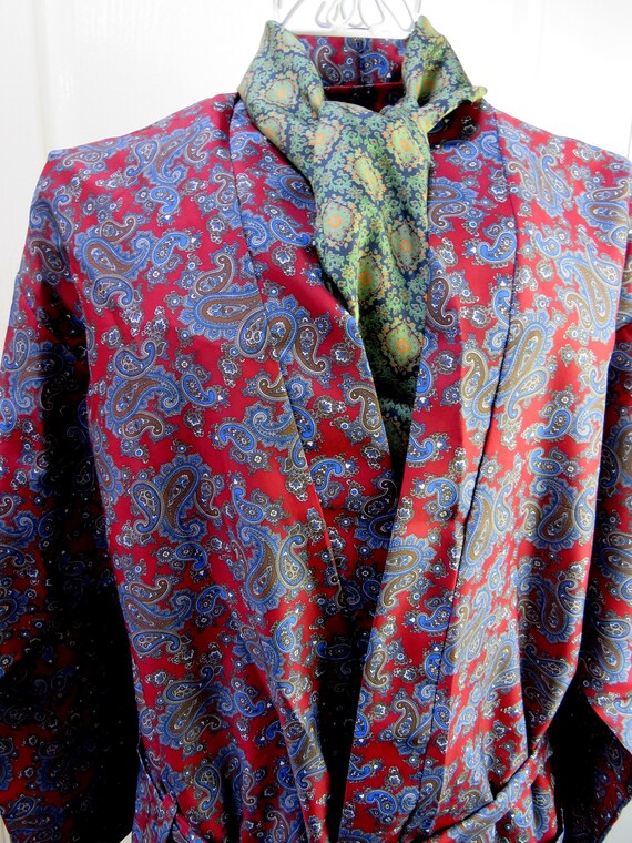 Sammy Smoking Jacket, Paisley Robe, Red Smoking Ja