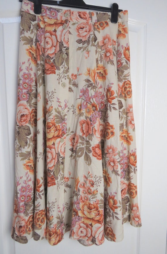 Floral Skirt, 1980s Skirt, UK 16, Vintage Skirt, … - image 5