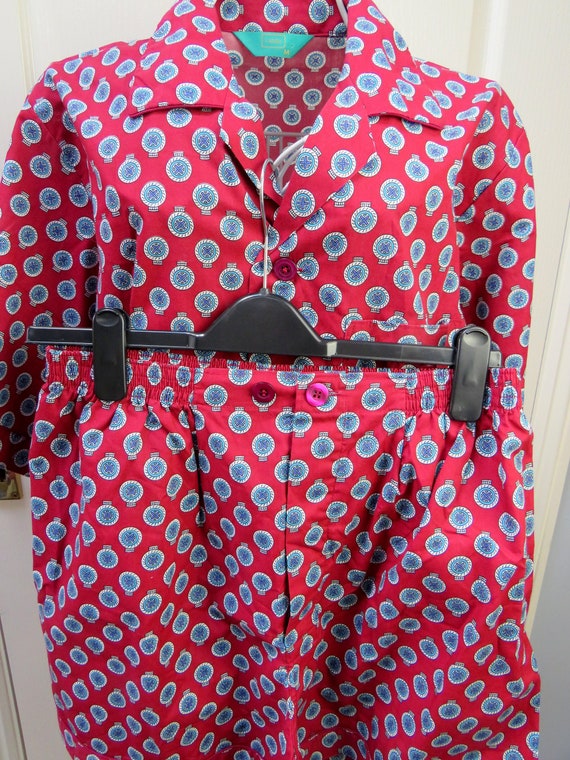 Mens Pyjama Set Short Pyjamas Vintage Pyjamas Mens Pyjamas Geometric Pyjamas Mens Pajamas Red Pyjamas Size Medium Summer Pyjamas