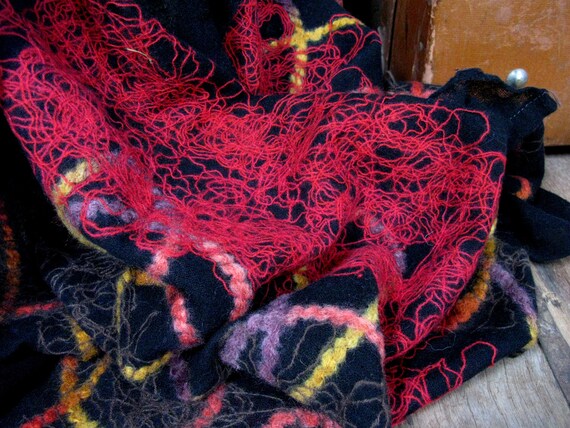 Mohair Shawl, Mohair Scarf, Vintage Shawl, Black … - image 4