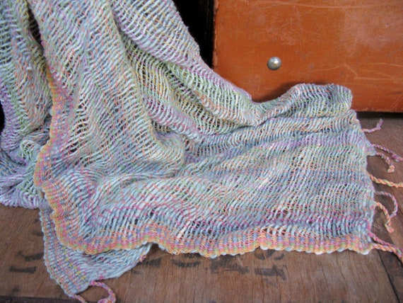 Rainbow Scarf, Wool Tassel Scarf, Vintage Scarf, … - image 2