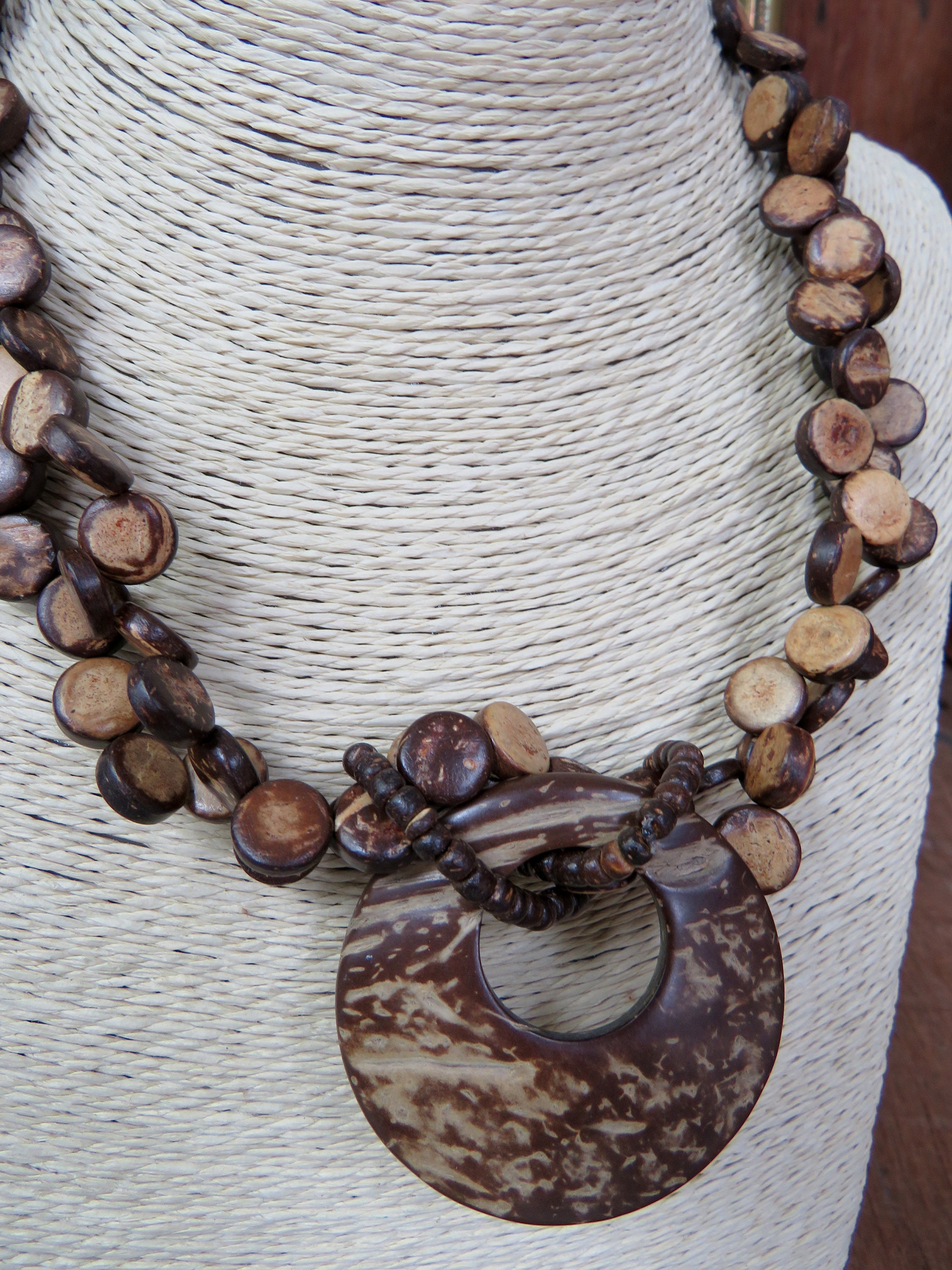 Coconut Shell Necklace Coconut Pendant Coconut Bead Etsy