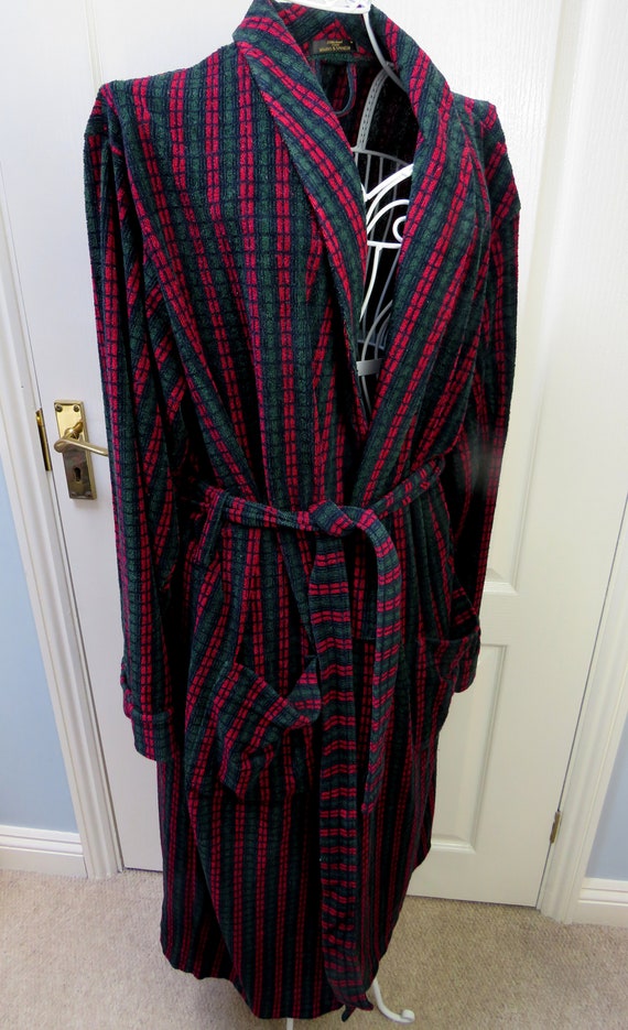 Striped Smoking Jacket, Striped Robe, Size Medium… - image 3