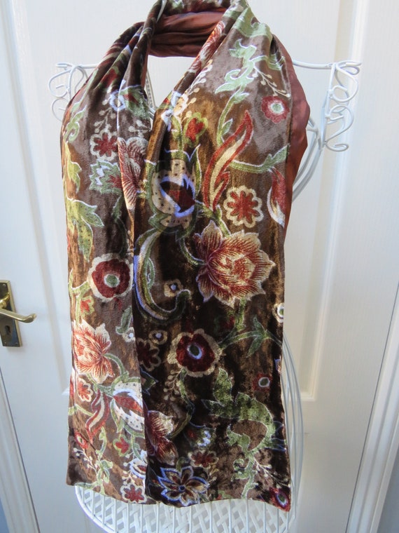 Brown Velvet Scarf, Satin Scarf, Luxury Scarf, Ev… - image 5