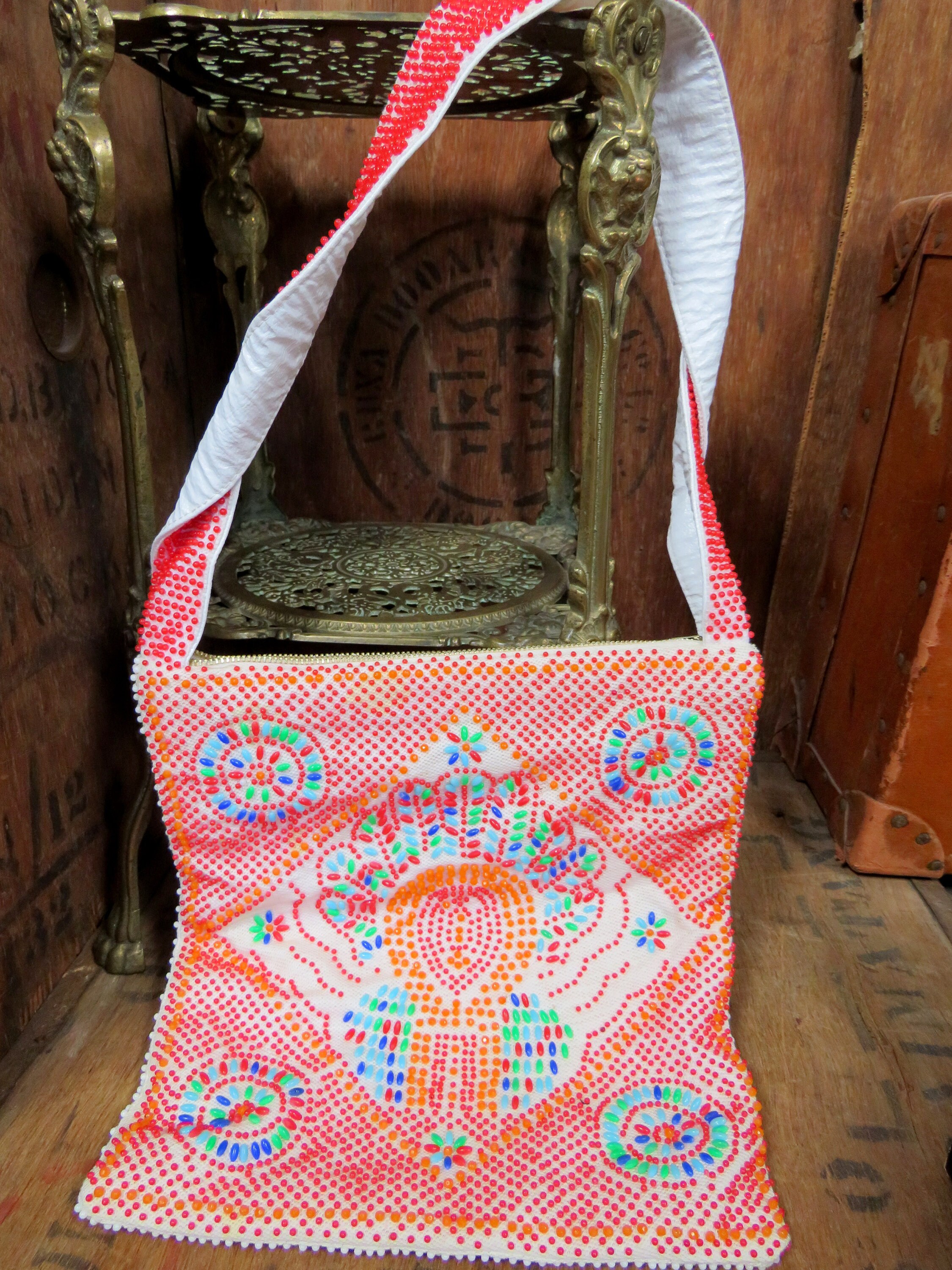Bobble Bead Bag, Mr Jonas Bag, Made In Hong Kong, 1960s Bag, Beaded Bag, Sweetie Bead, Vintage Handbag, Shoulder Bag, Rainbow Bag, Boho