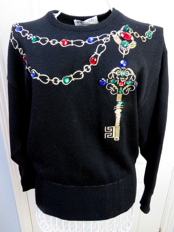 Jaeger Jumper, Rhinestone Jumper, Vintage Jumper,