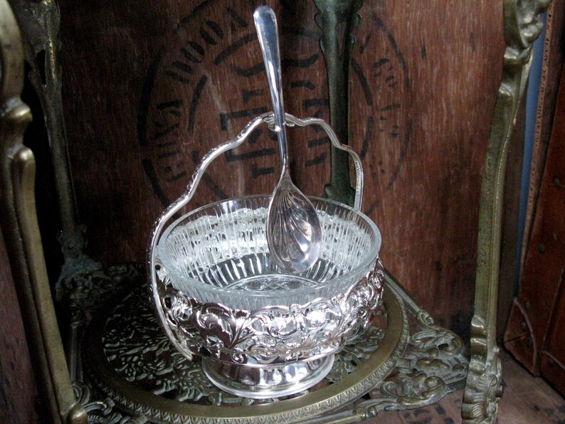 Made In England Silver Serving Bowl Afternoon Tea Glass Serving Bowl Preserve Dish Downton Abbey Mayell Silverware Vintage Silverware