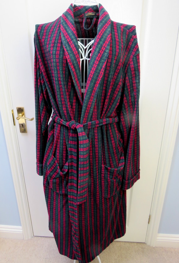 Striped Smoking Jacket, Striped Robe, Size Medium… - image 2