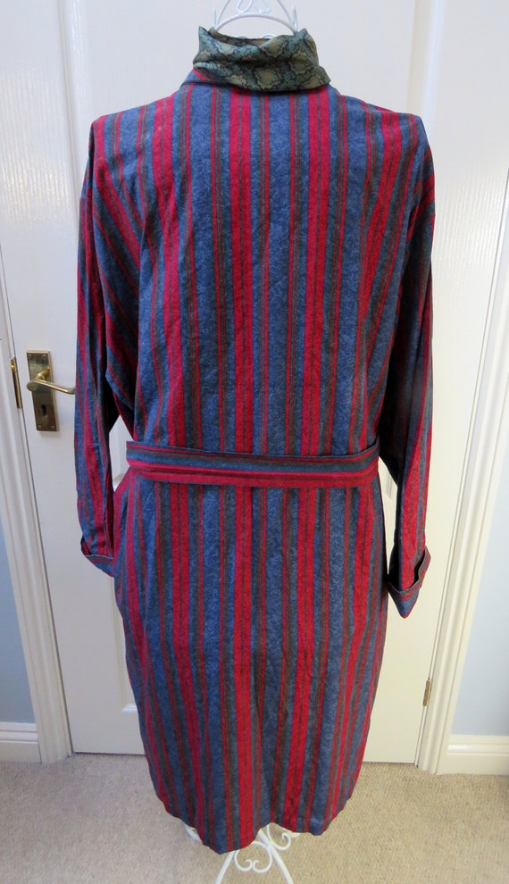 Striped Smoking Jacket, Made In UK, Red Smoking J… - image 4