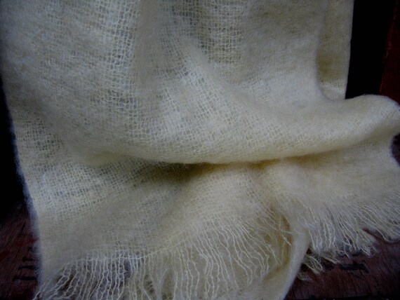 Lemon Mohair Scarf, Mohair Shawl, Wide Scarf, Hand